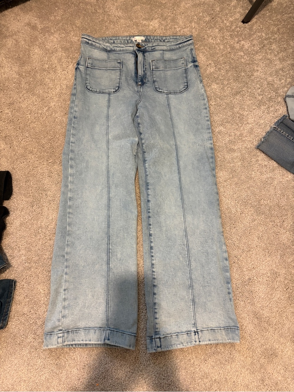 LC Lauren Conrad Light Blue Wide-Leg Jeans with Front Patch Pockets